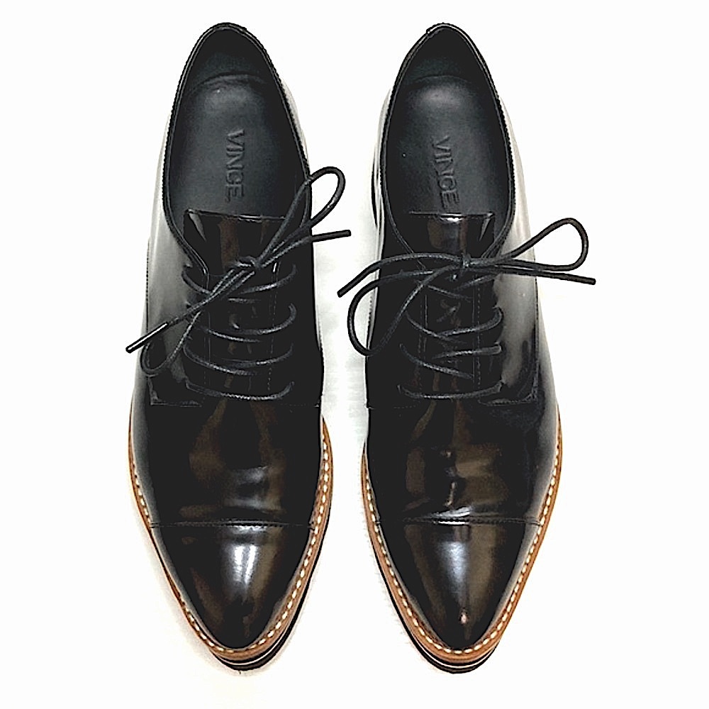 VINCE Pointed Toe Patent Leather Loafers